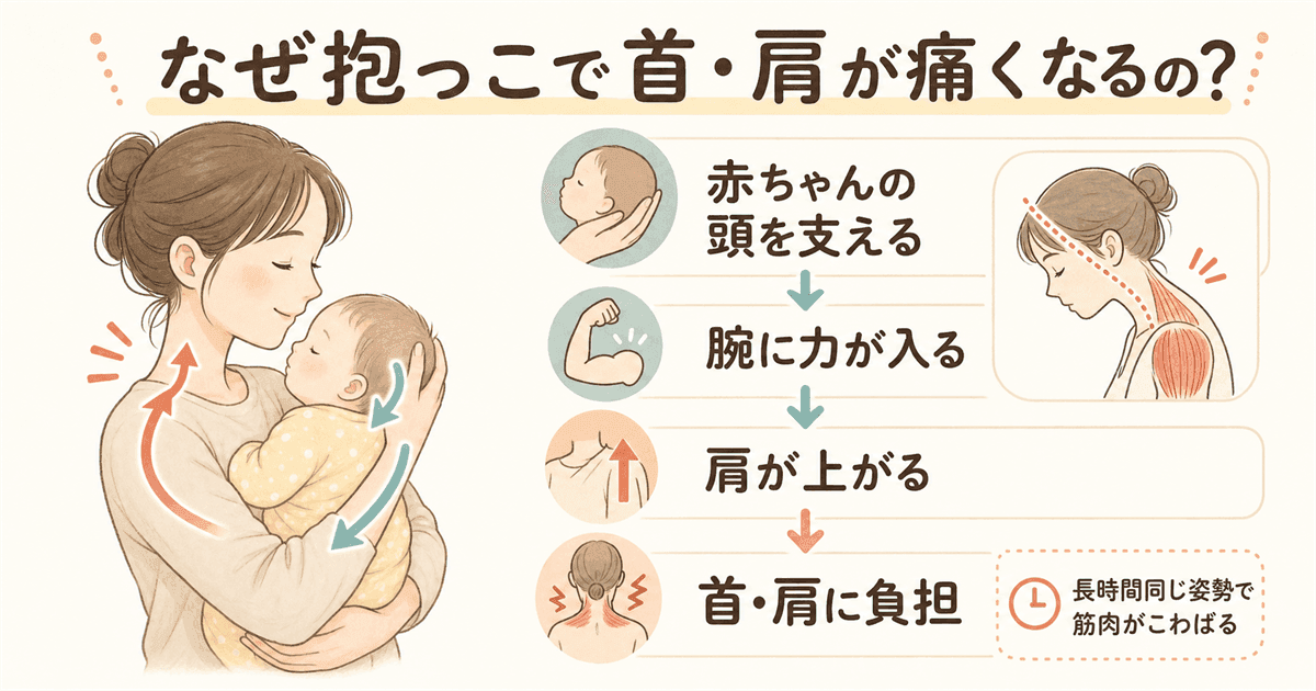 なぜ抱っこで首・肩が痛くなるのかの図解