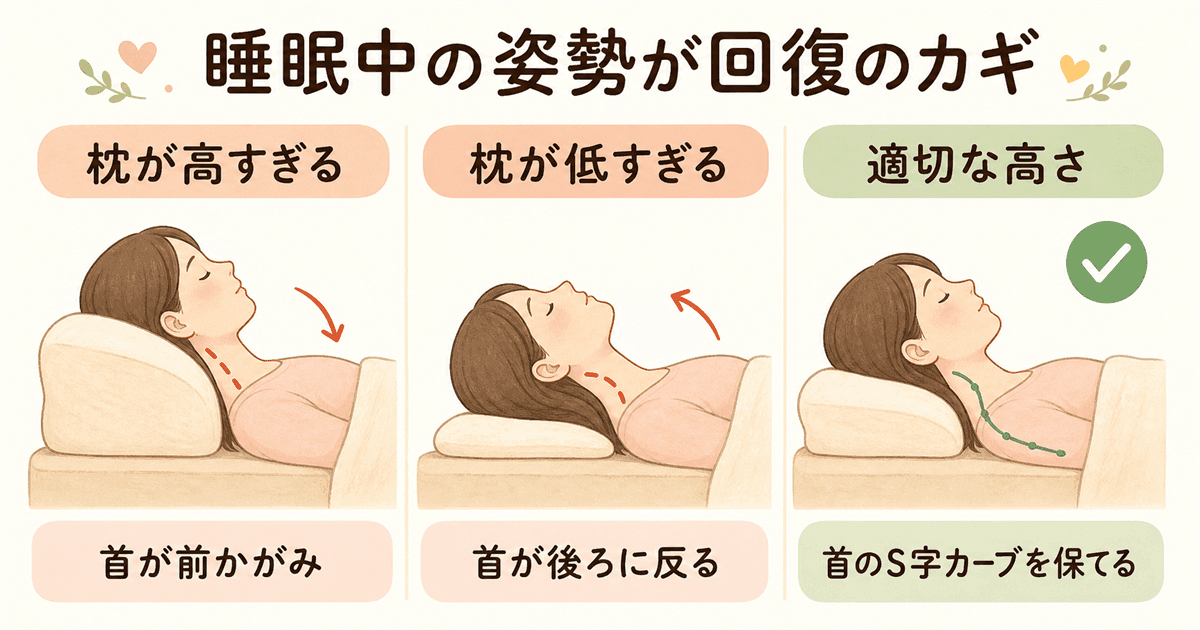 睡眠中の姿勢が回復のカギの図解