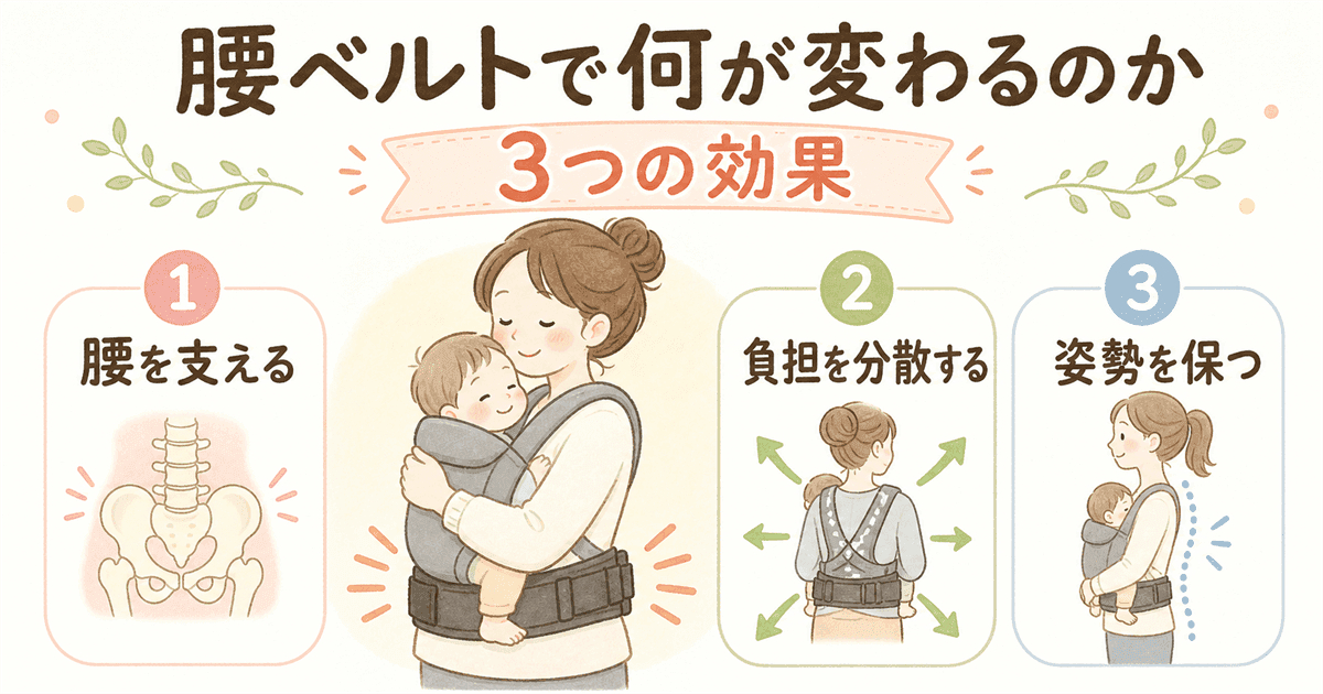 腰ベルトで何が変わるのか：3つの効果の図解