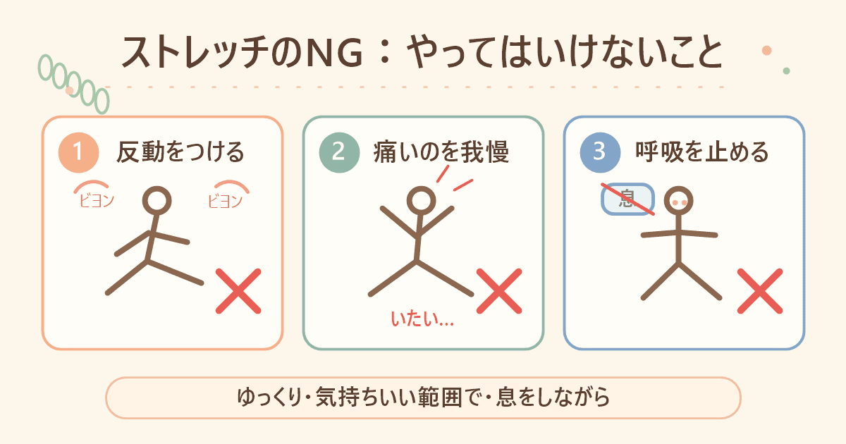 ストレッチのNG:やってはいけないことの図解
