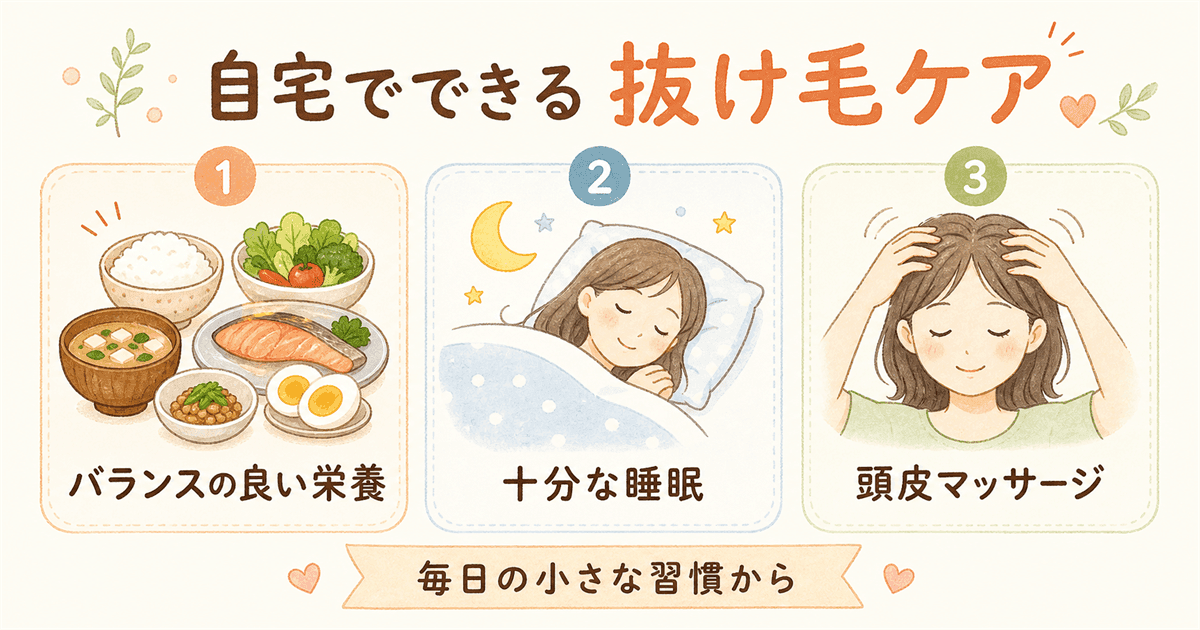 自宅でできる抜け毛ケアの図解