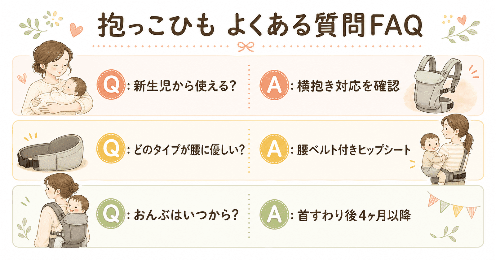 よくある質問:抱っこひもの使い方FAQ3選