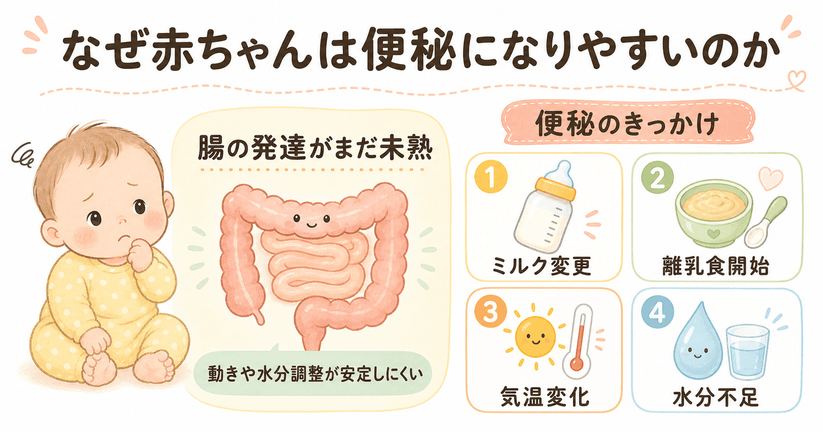 なぜ赤ちゃんは便秘になりやすいのか:腸の発達と蠕動運動