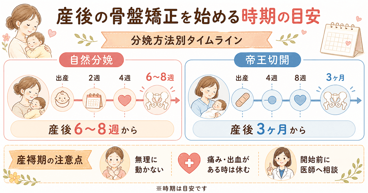 骨盤矯正を始めていい時期の目安:自然分娩・帝王切開別