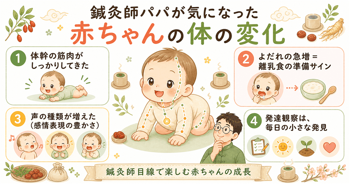 鍼灸師パパが気になった赤ちゃんの体の変化:体幹・よだれ・声