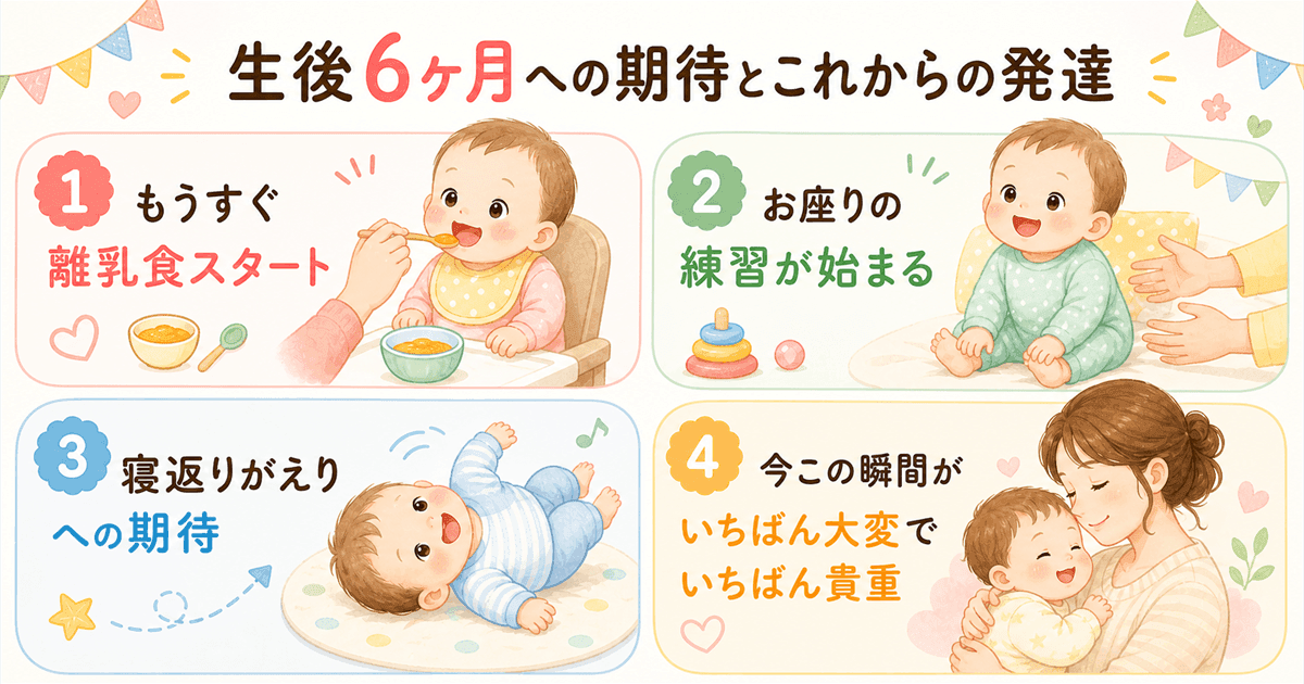 来月(生後6ヶ月)への期待:離乳食・お座り・寝返りがえり