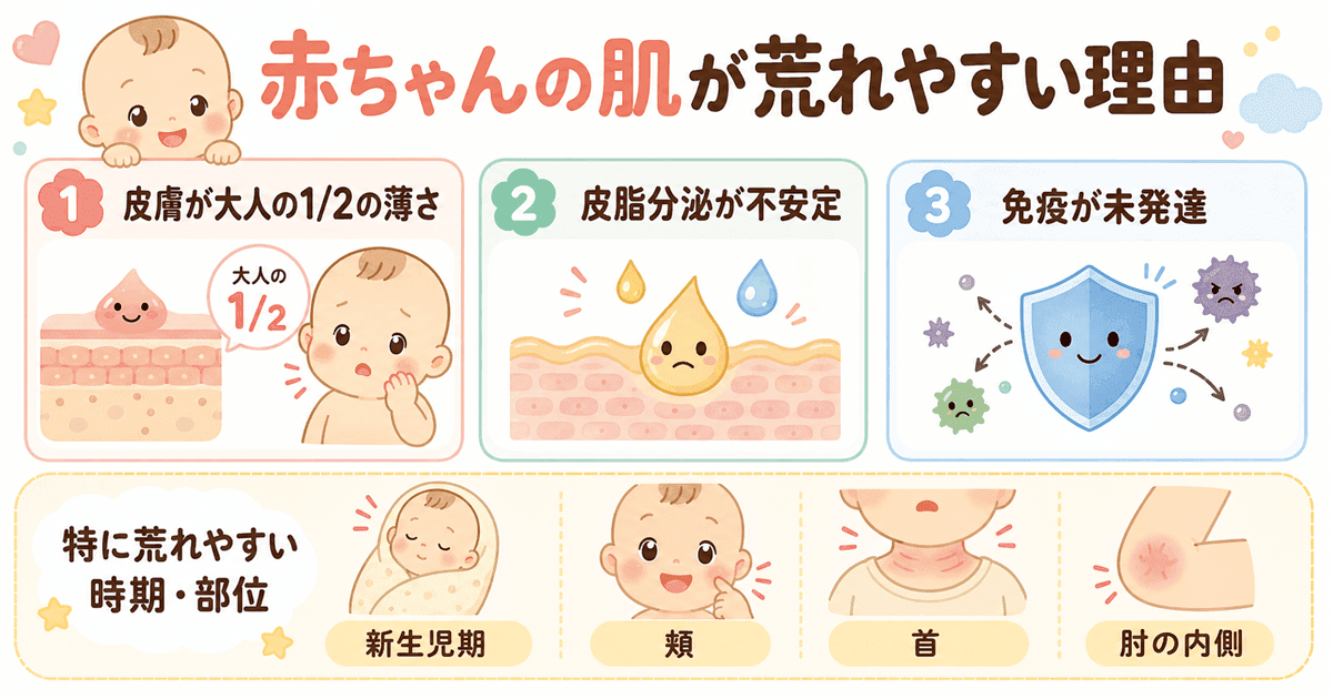 赤ちゃんの肌が荒れやすい3つの理由