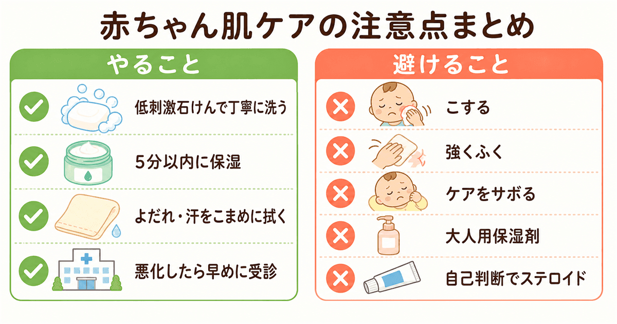赤ちゃんの肌荒れ注意点まとめ:やることと避けること
