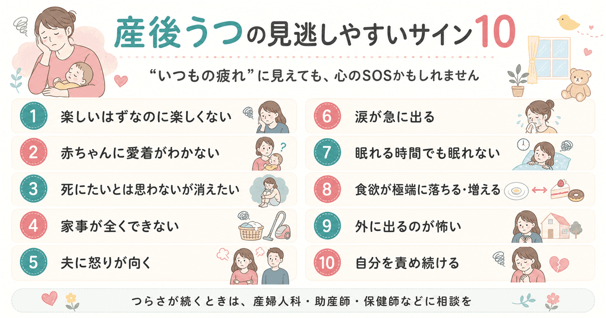産後うつの見逃しやすいサイン10個チェックリスト