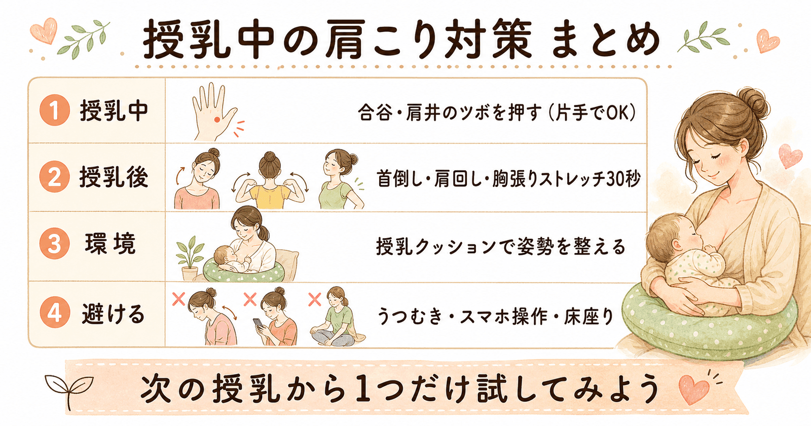 授乳中の肩こり対策まとめ