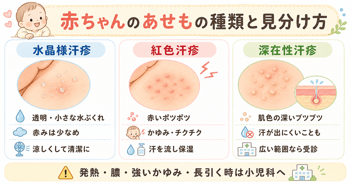 赤ちゃんのあせもの種類と見分け方