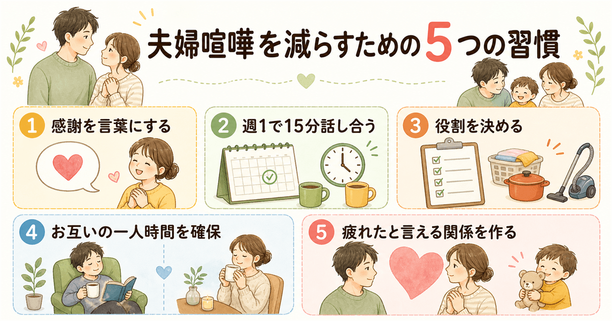 夫婦喧嘩を減らすための5つの習慣