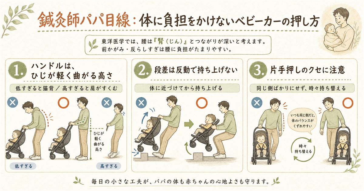 体に負担をかけないベビーカーの押し方3つ