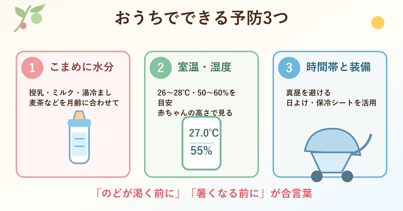 おうちでできる熱中症予防3つ
