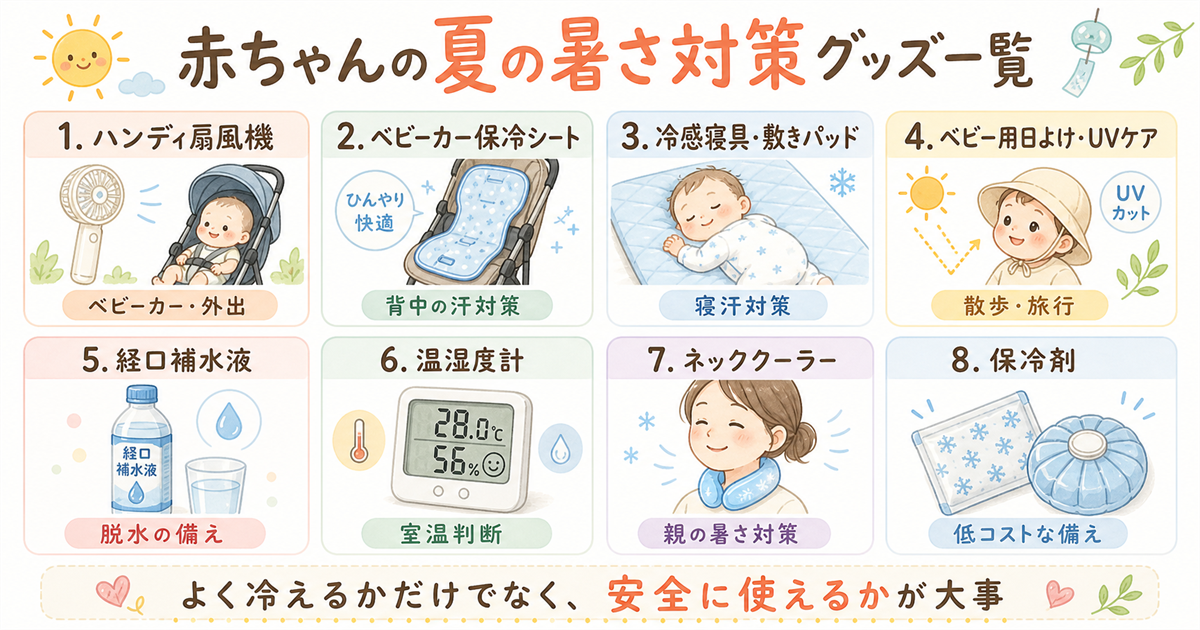 赤ちゃんの夏の暑さ対策グッズ一覧