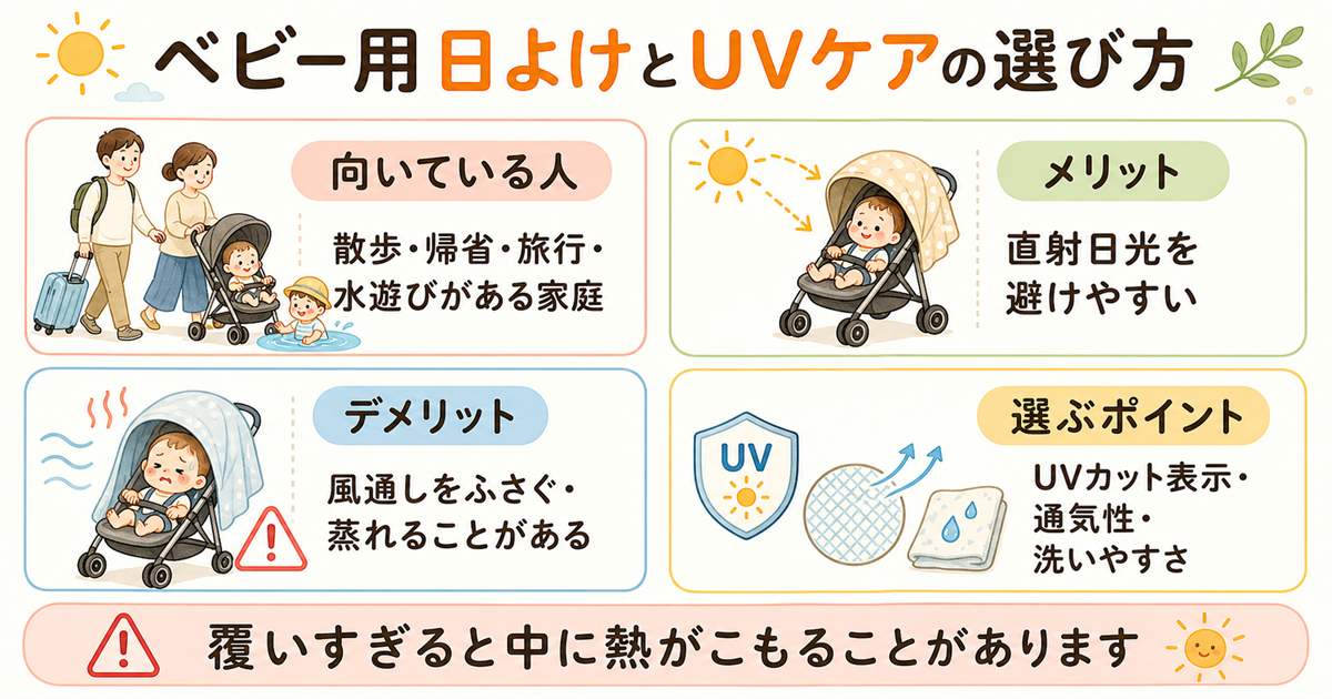 ベビー用日よけとUVケアの選び方