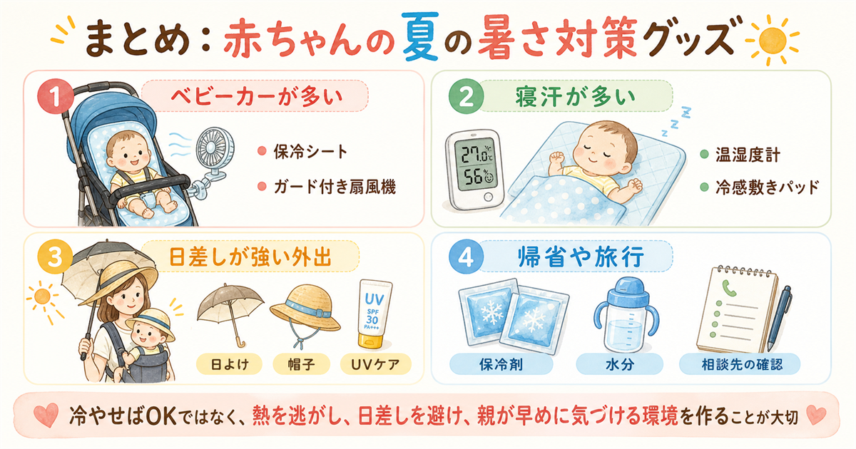 赤ちゃんの夏の暑さ対策グッズまとめ