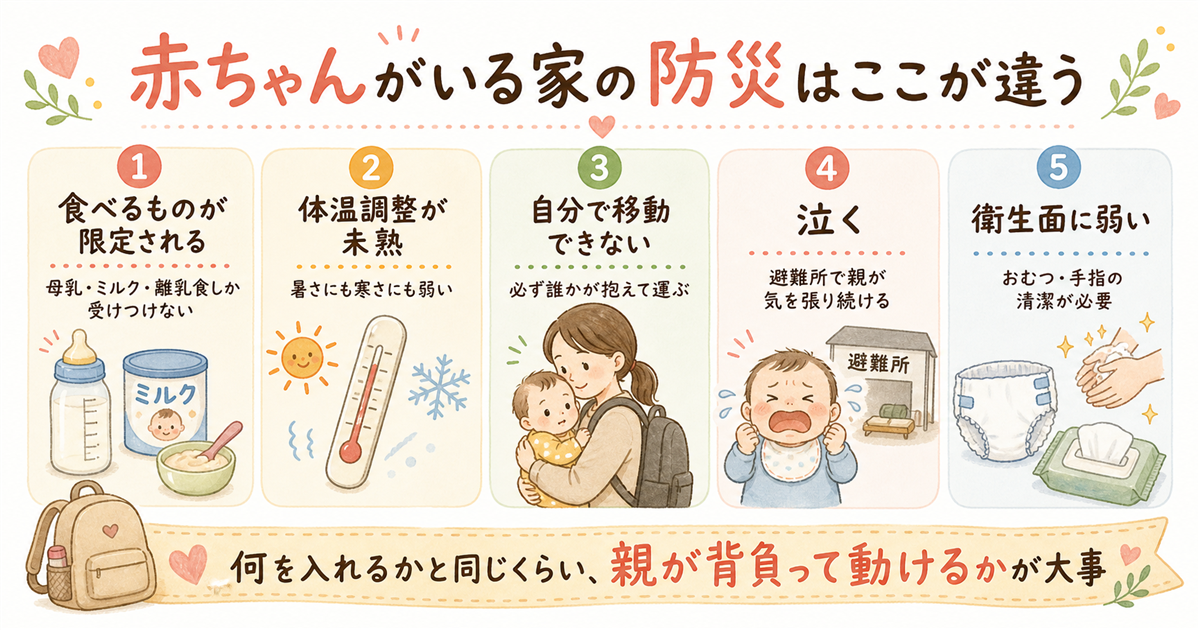 赤ちゃんがいる家の防災はここが違う5つのポイント