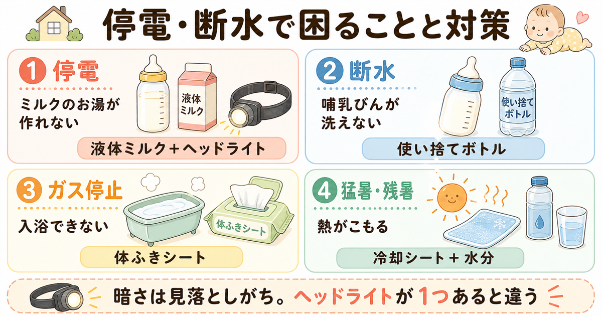 停電・断水で困ることと対策の一覧