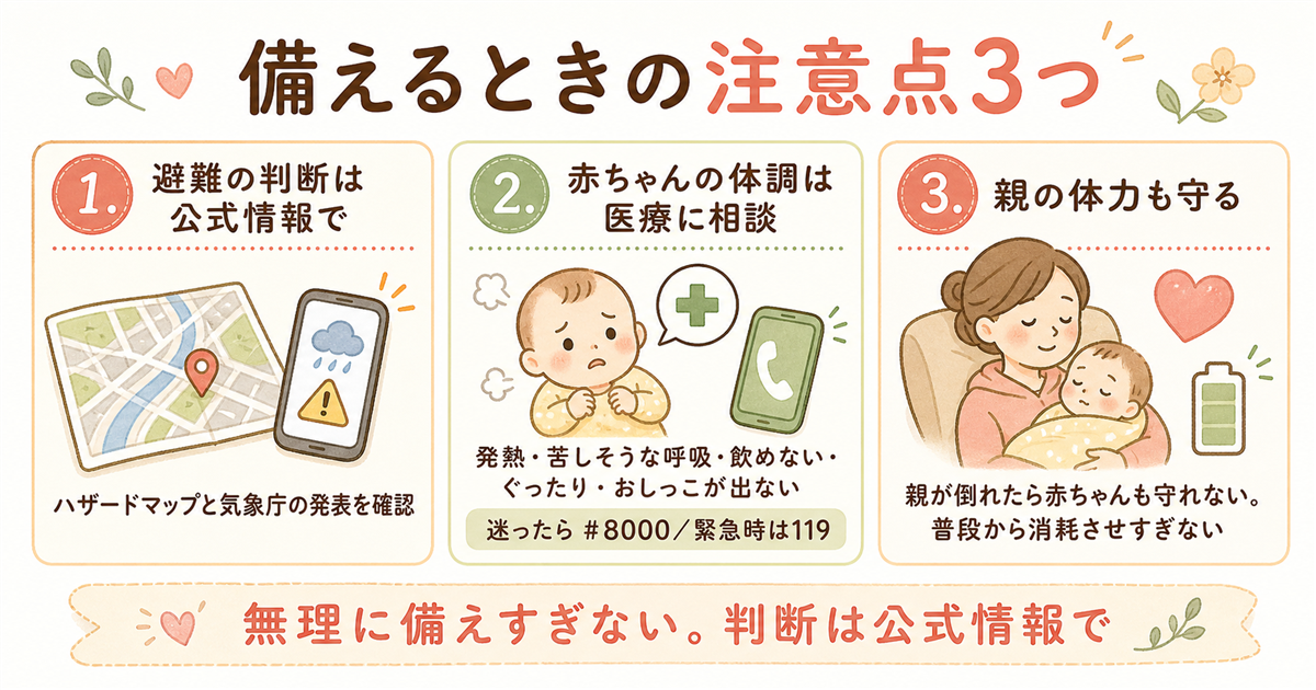 赤ちゃんの防災で気をつけたい3つの注意点