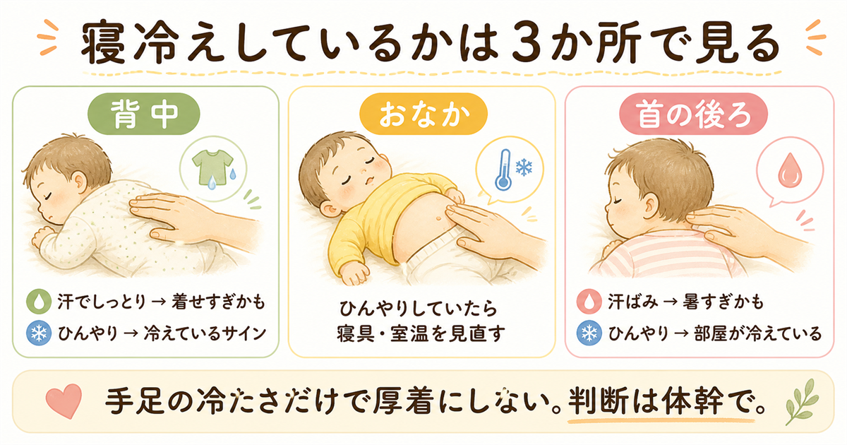 寝冷えしているかを3か所で見る