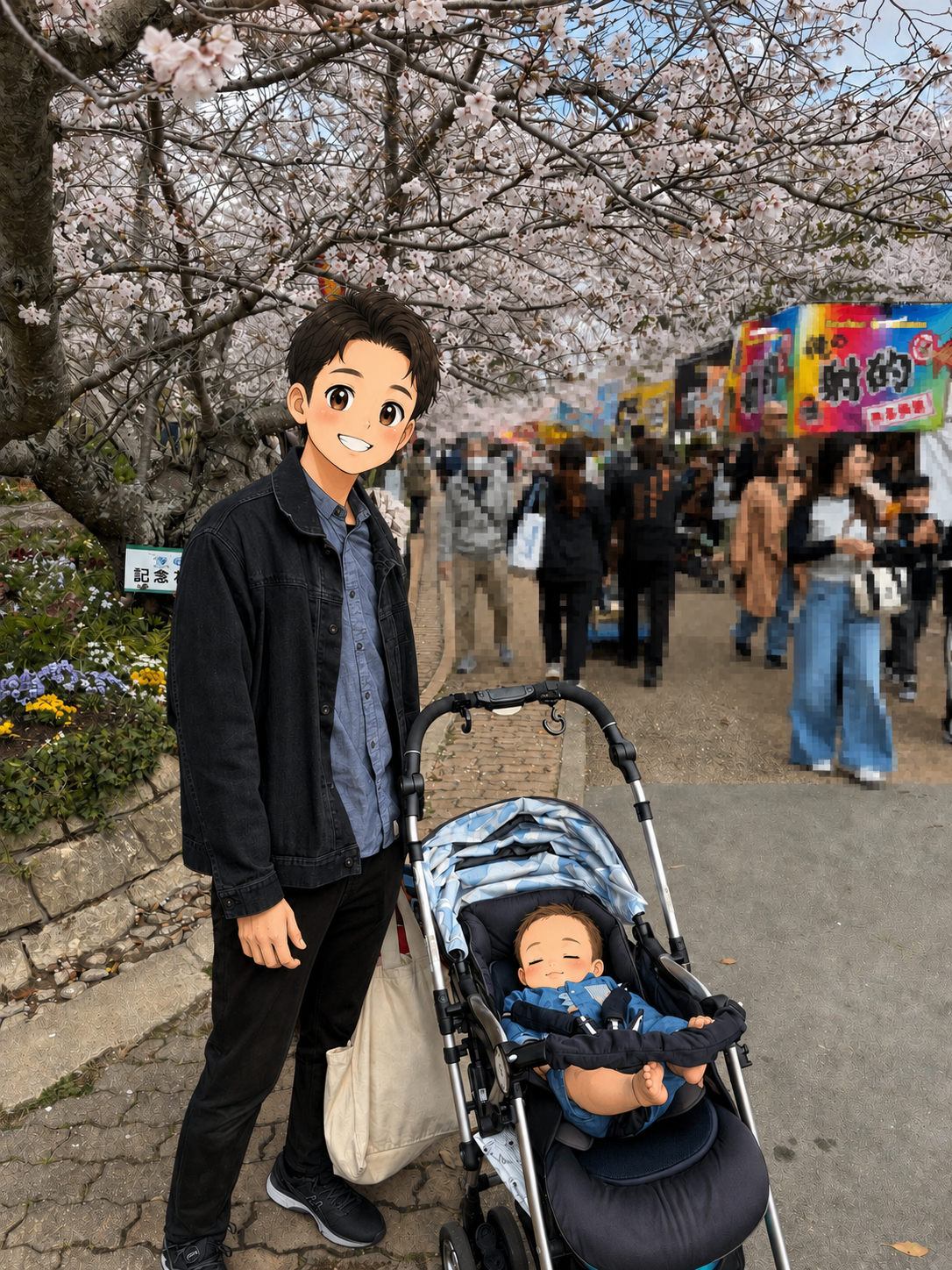 アップリカのベビーカーでお花見にお出かけ
